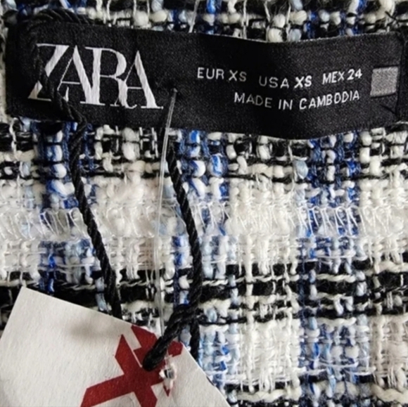 Zara Tweed Off Shoulder Long Seeve Cropped Top Size XS - Picture 7 of 10